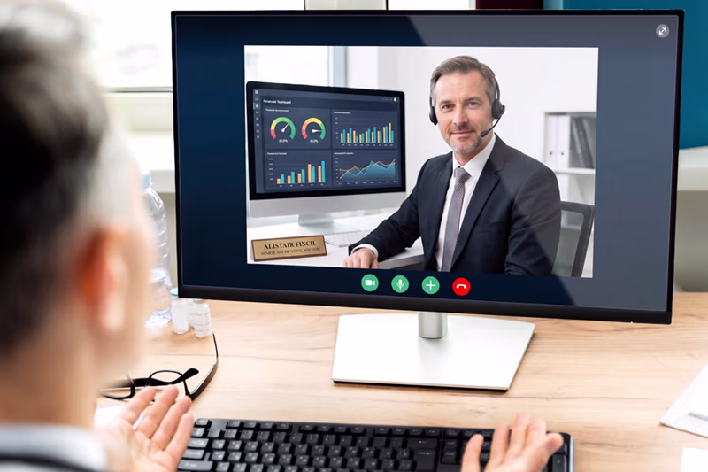In-person business meeting around a conference table