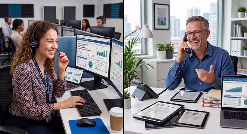 Advisor discussing business insights with a client